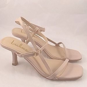Lulus Vaness Strappy Medium Height Kitten Heels Blush Light Nude size 7.5